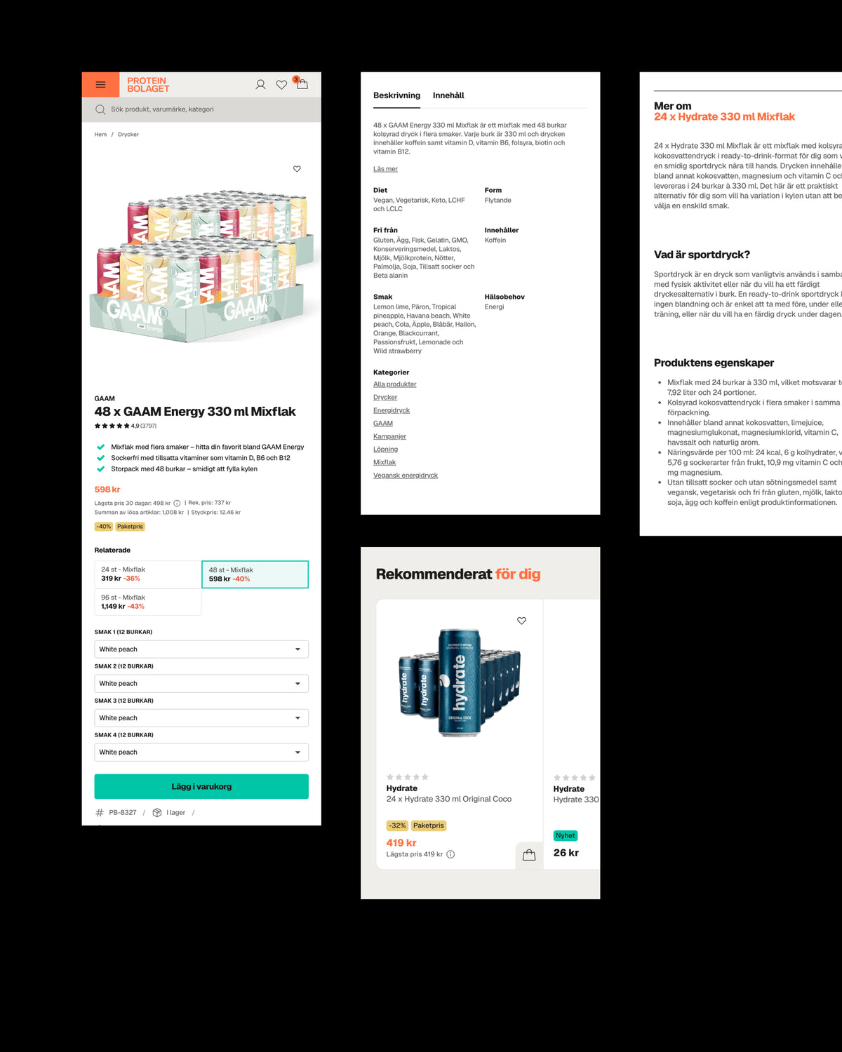 Proteinbolaget - Product page - AI agents and SEO optimization. Native-AI PIM system Emfas x Panagara